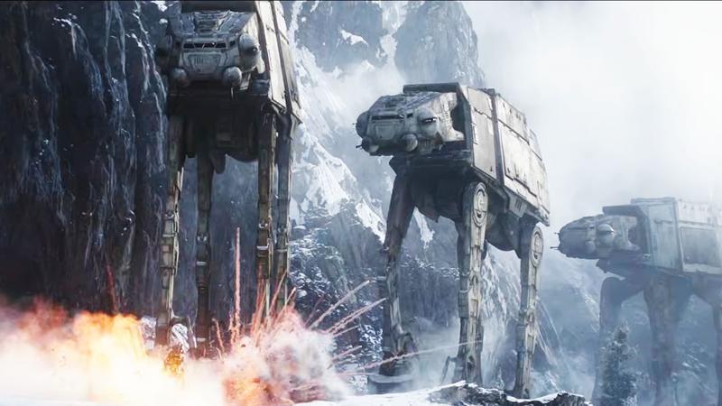 The Mandalorian and Grogu opening footage, AT-AT fight.