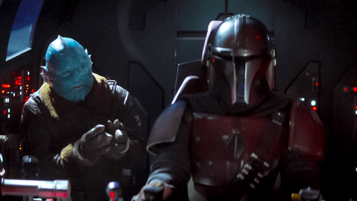 Din Djarin and Mythrol in The Mandalorian