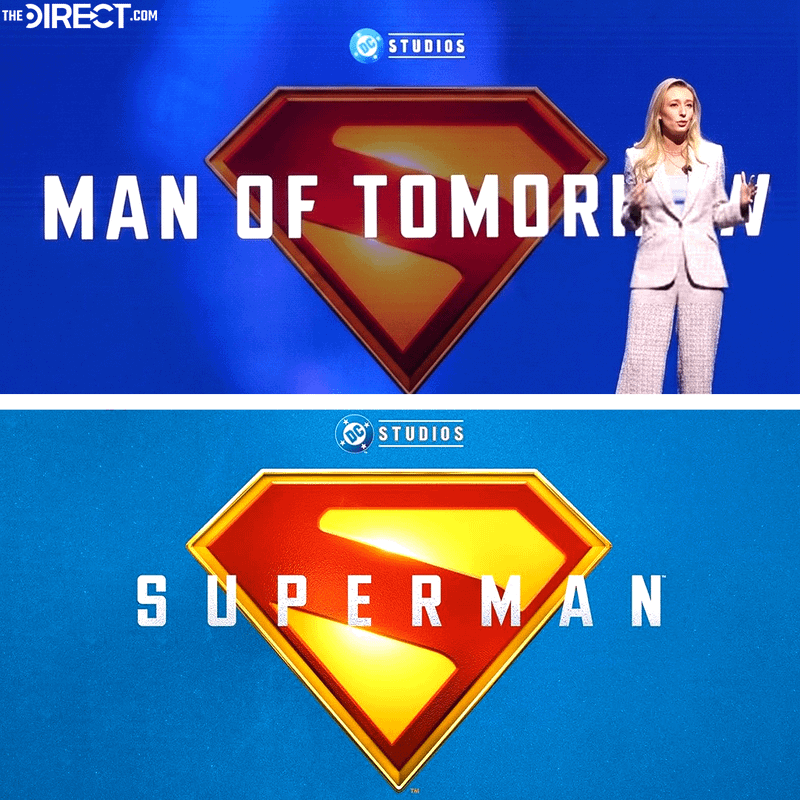 A comparison pic of Man of Tomorrow and Superman's logo.