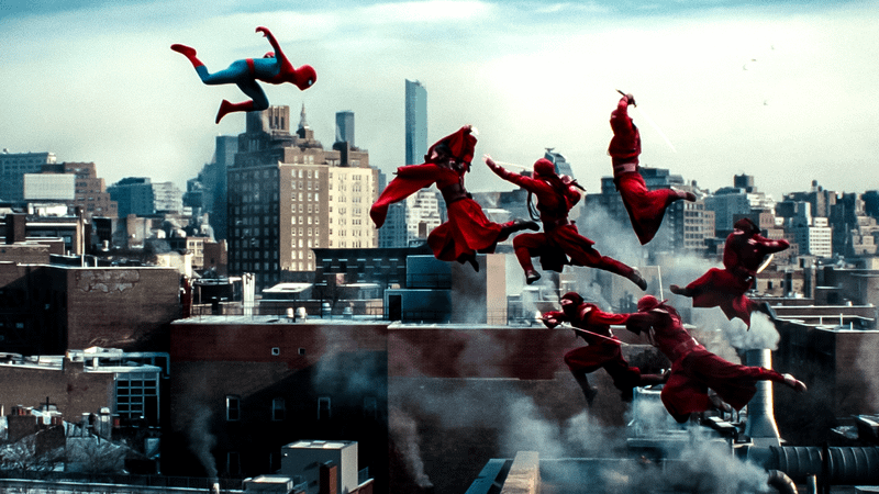 Spider-Man diving into a fight against The Hand in 'Spider-Man: Brand New Day.'