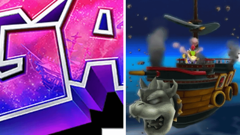 Bowser's Airship in Super Mario Galaxy Logo