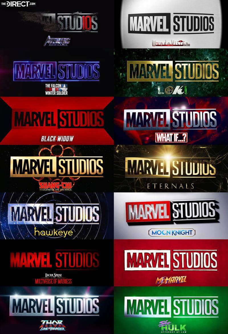 An assortment of Marvel Studios logo from different projects.