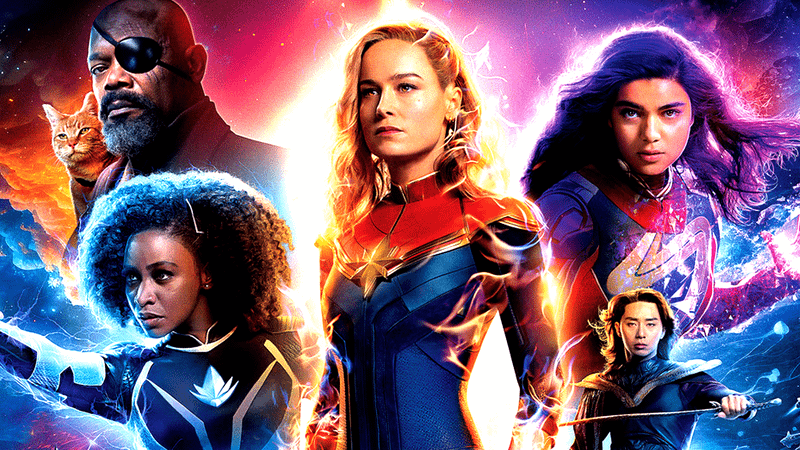 The Marvels characters Nick Fury Monica Rambeau Captain Marvel Ms Marvel and Prince Yan