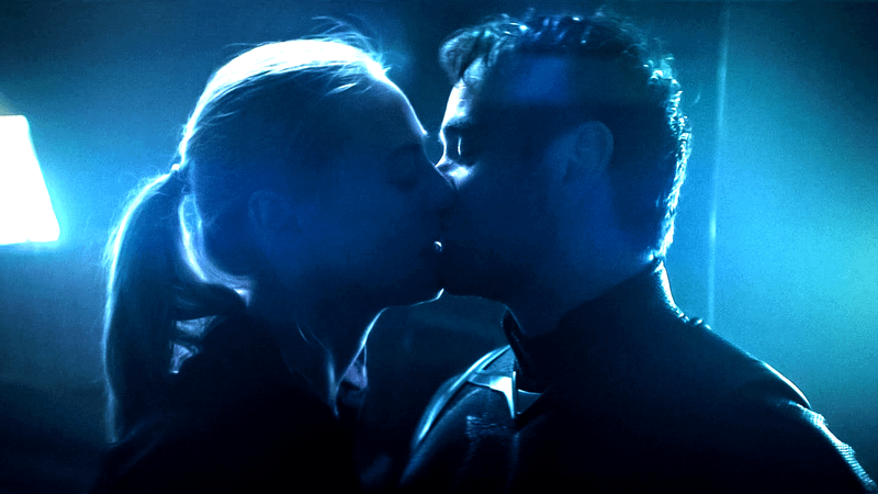 Deborah Ann Woll as Karen Page, Charlie Cox as Matt Murdock kissing in 'Daredevil: Born Again' Season 2.