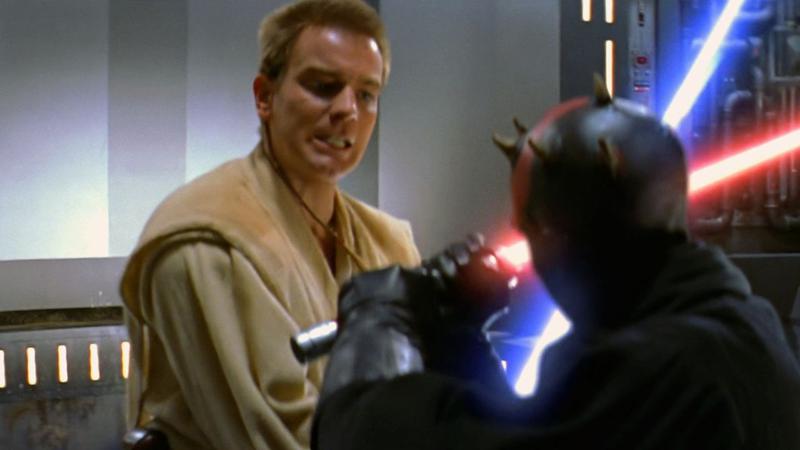 Maul fighting Obi-Wan Kenobi in Star Wars: The Phantom Menace.