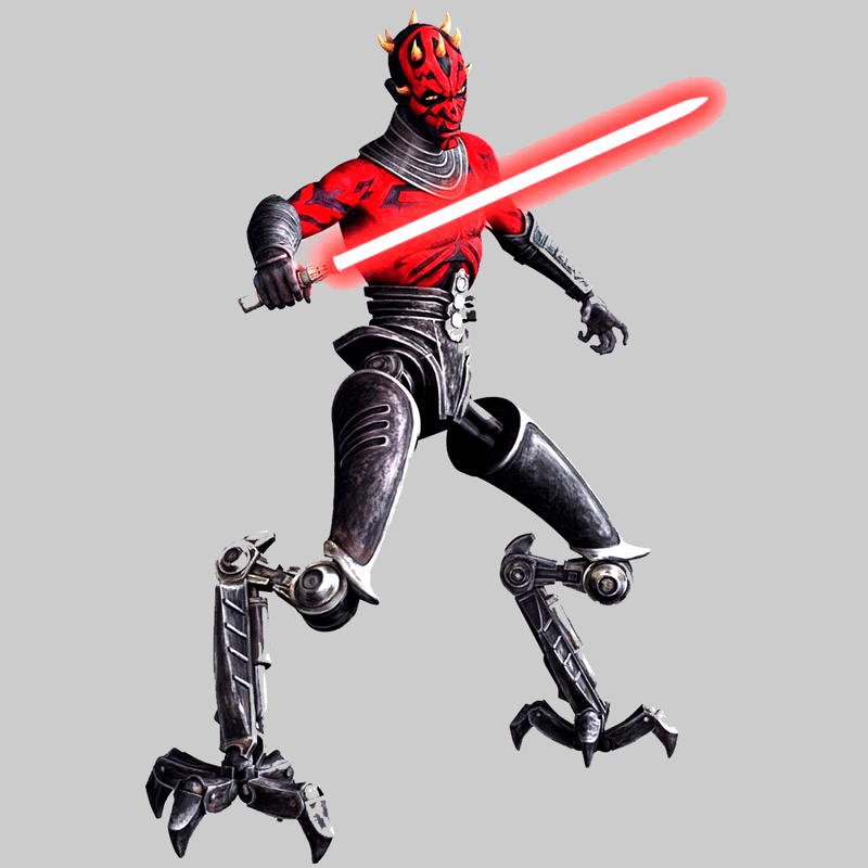 A close-up on Darth Maul with his chicken legs in Star Wars: The Clone Wars