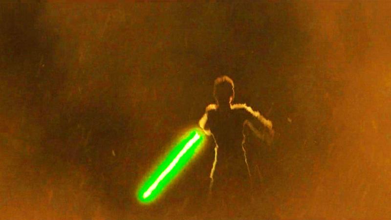 Obi-Wan running at Maul with a green lightsaber in Maul's memory.