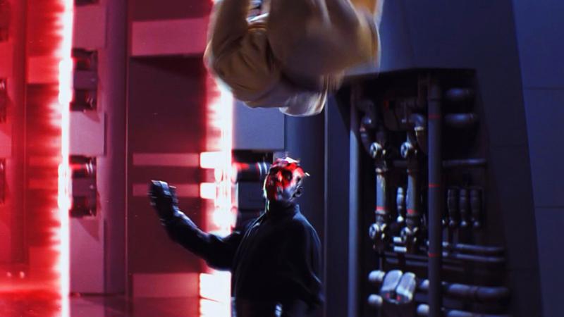 Obi-Wan jumping over Maul's head in The Phantom Menace.