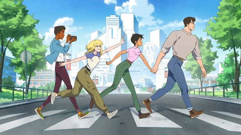 Jimmy Olsen, Kara Zor-el, Lois Lane, and Clark Kent in 'My Adventures With Superman' Season 3.