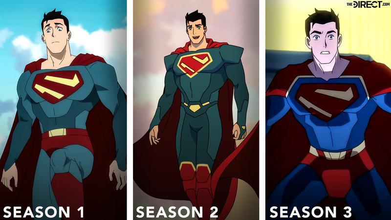 Superman suits in My Adventures with Superman Season 1-3 compared.