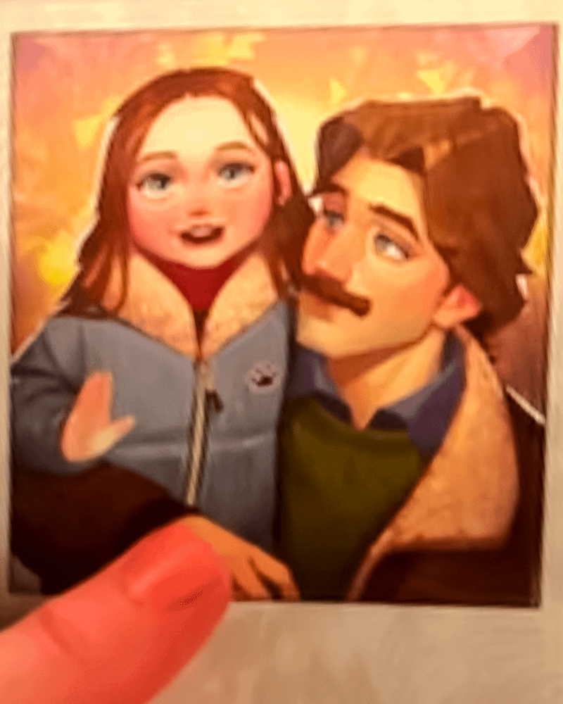 Young, animated Max Mayfield and her dad.