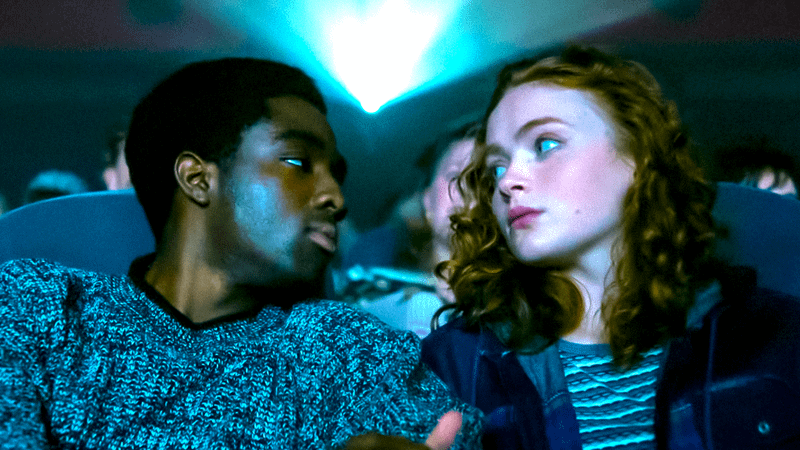 Caleb McLaughlin as Lucas and Sadie Sink as Max in Stranger Things 5.