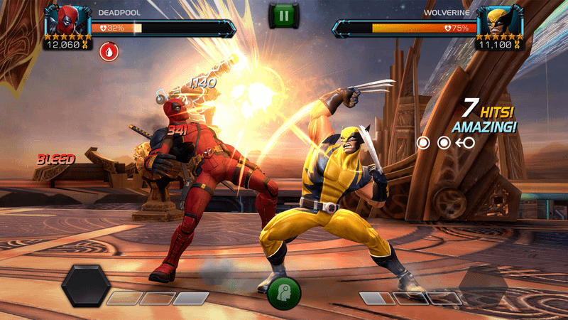 Deadpool vs Wolverine in Marvel Contest of Champions.