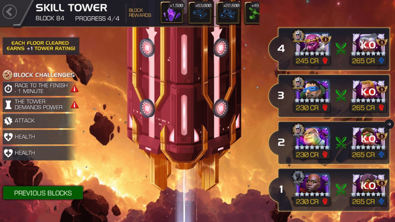 Tower mode in Marvel Contest of Champions.