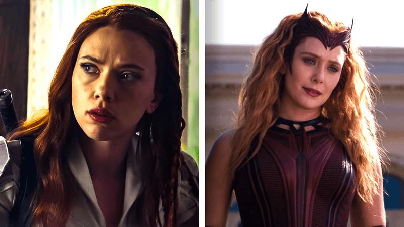 Scarlett Johansson as Black Widow, Elizabeth Olsen as Scarlet Witch