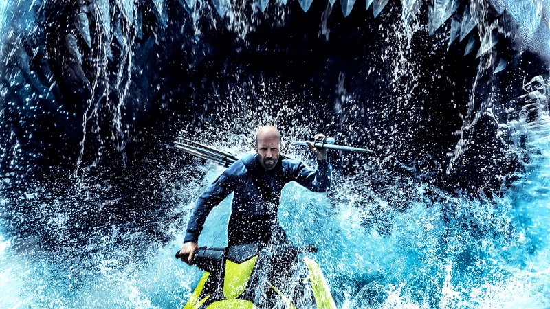 Jason Statham on The Meg 2 poster.