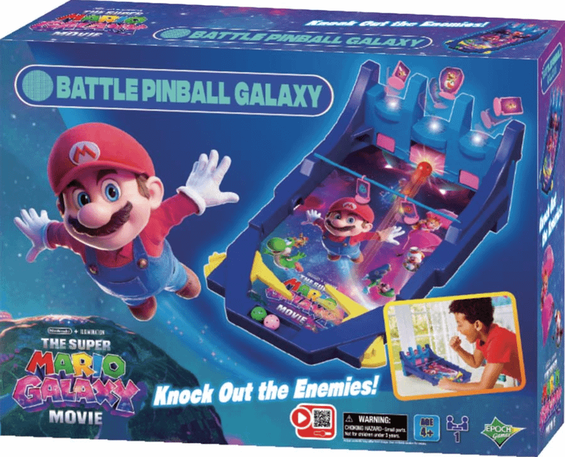 Battle Pinball Galaxy game box featuring Super Mario Galaxy Movie.