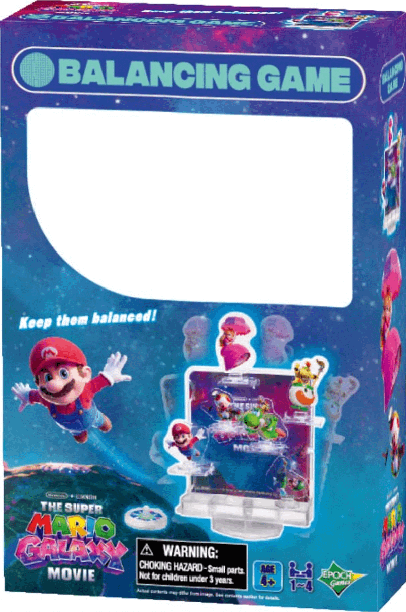 Balancing game box featuring Super Mario Galaxy Movie.
