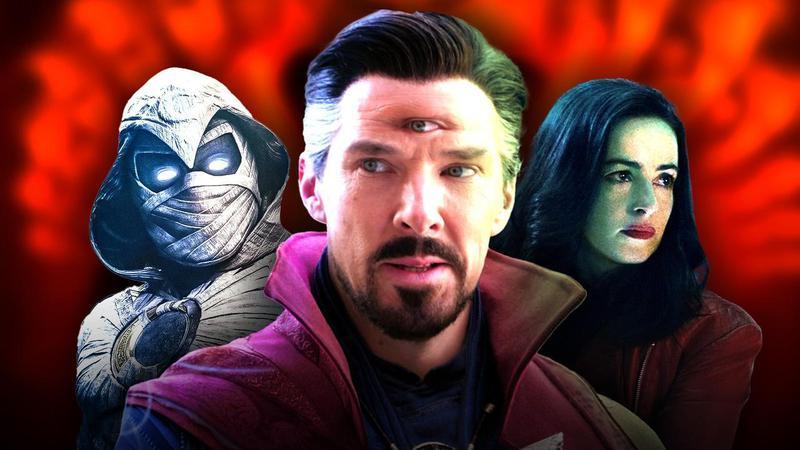 Oscar Isaac's Moon Knight next to Benedict Cumberbatch's Doctor Strange
