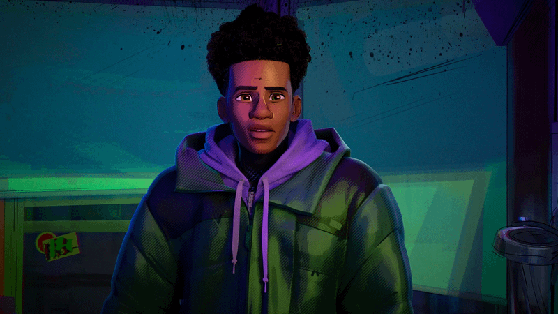 Miles Morales looking confused in Spider-Man: Across the Spider-Verse.