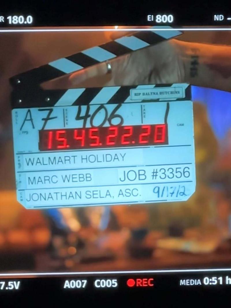 clapperboard from Walmart's Grinch commercial