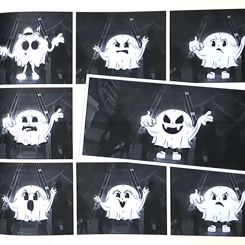 eight ghost versions of Miss Minutes in Loki Season 2 concept art