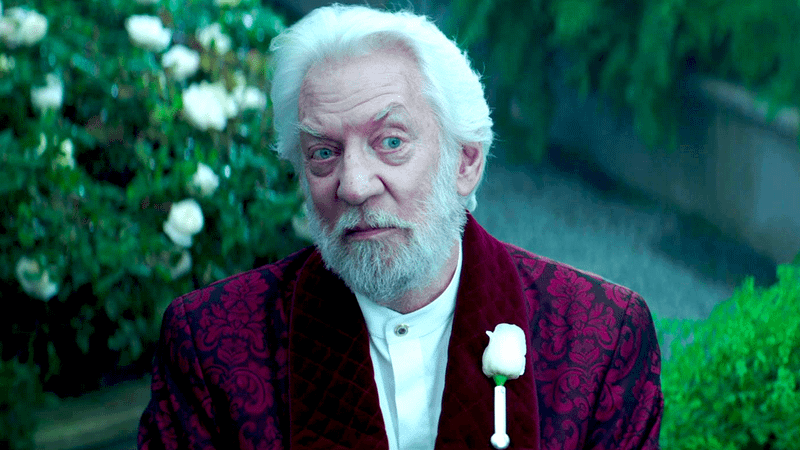 Donald Sutherland as president Snow in Hunger Games: Mockingjay