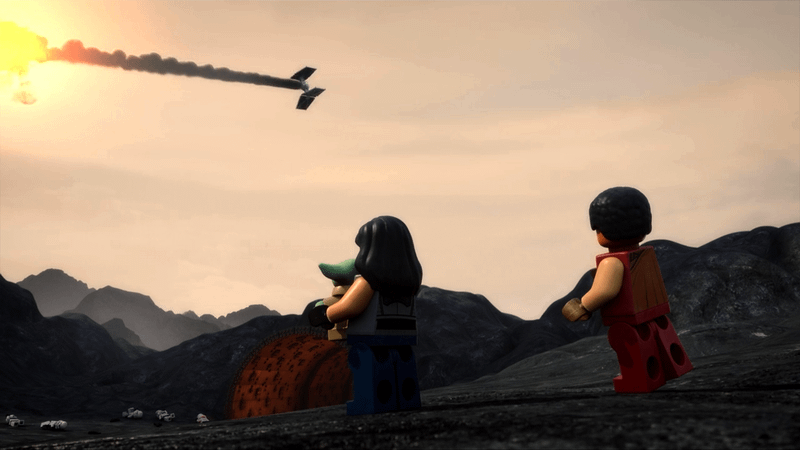 Moff Gideon's fighter explodes.