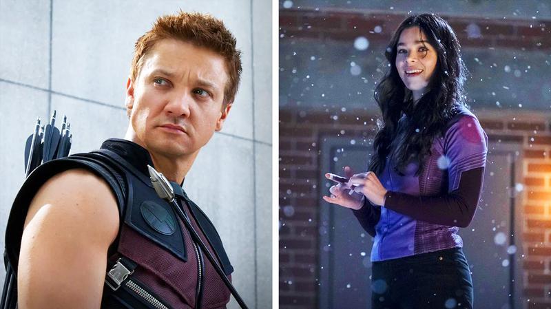 Clint Barton as Hawkeye on the left and Kate Bishop on the right.