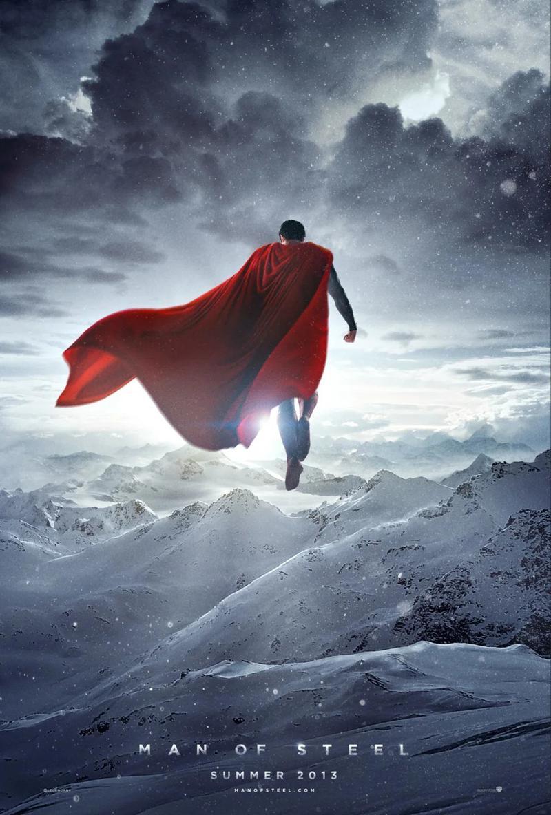 Superman floating over some mountains in Man of Steel