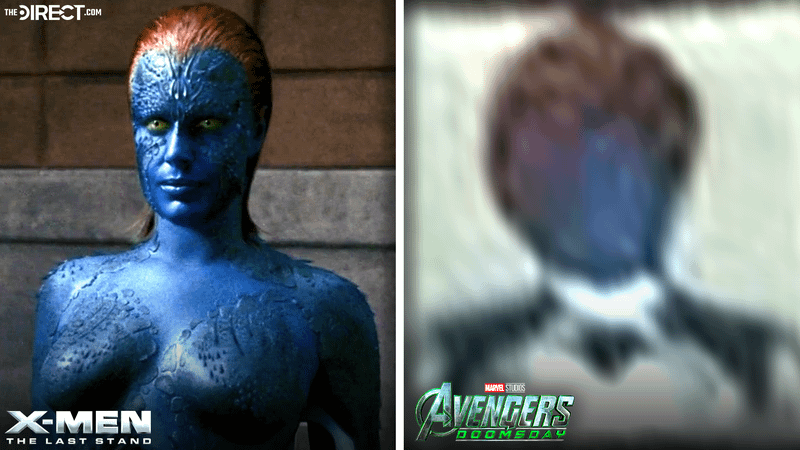 Rebecca Romijn in X-Men The Last Stand next to Mystique design in Avengers: Doomsday