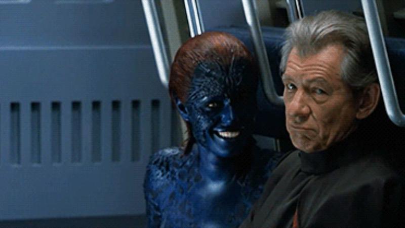 Magneto and Mystique laughing in X2: X-Men United.