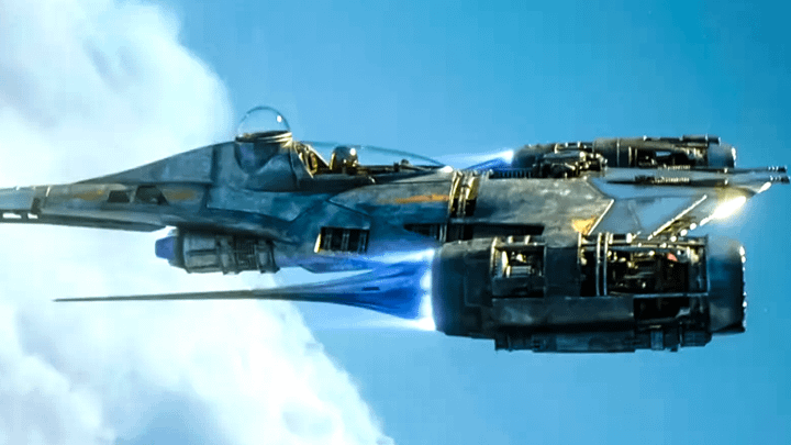 Din Djarin sitting in his N-1 Starfighter.