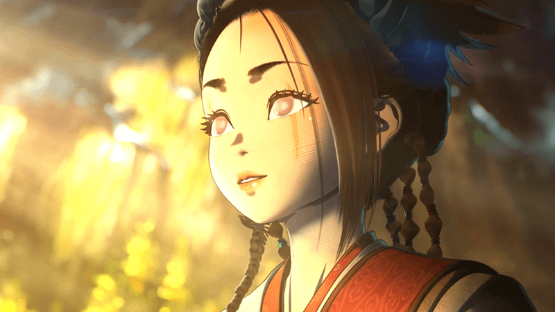 Nakime looking in the sun in Star Wars Visions