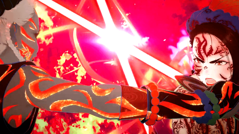 Nakime fighting herself and clashing sabers in Star Wars Visions