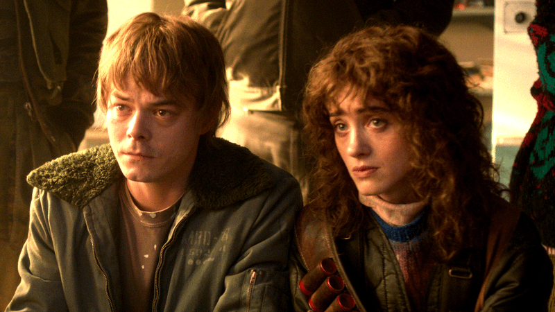 Charlie Heaton as Jonathan and Natalia Dyer as Nancy in Stranger Things 5