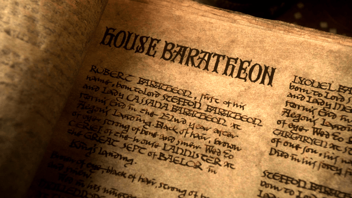 The Baratheon lineage in Game of Thrones.