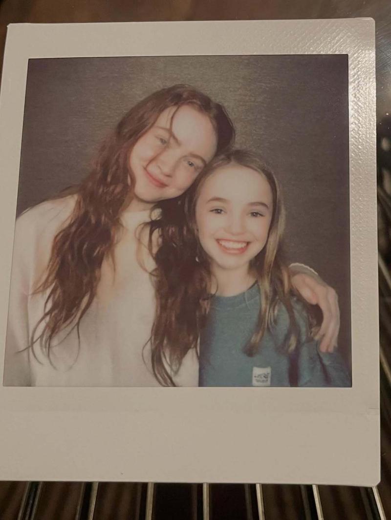 Sadie Sink and Nell Fisher together on the set of Stranger Things