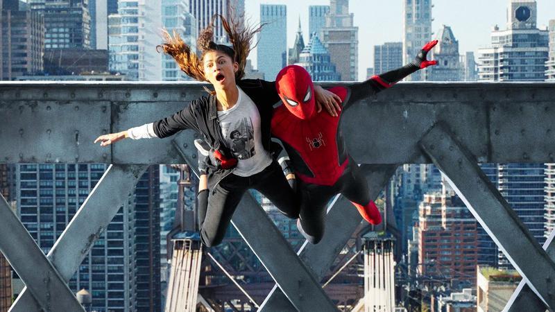 Spider-Man and MJ swing across New York in No Way Home.