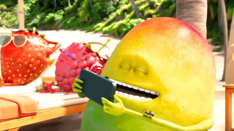 Mango watching the Spider-Man trailer.