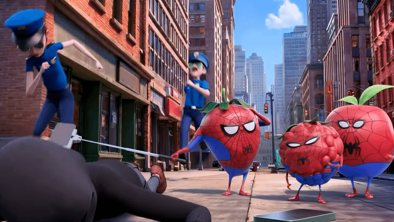 The fruits tripping criminals in the dream.