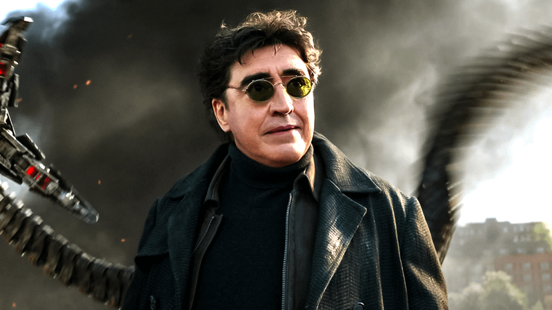 Alfred Molina as Doc Ock on the bridge in Spider-Man No Way Home.