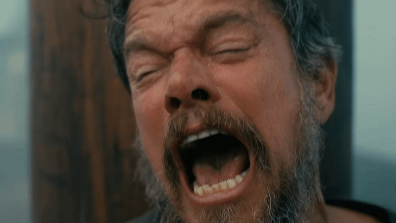 Matt Damon as Odysseus screaming during siren song in The Odyssey.