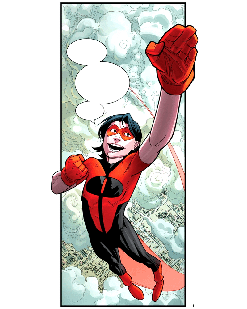 Oliver flying in the sky in the Invincible Comics