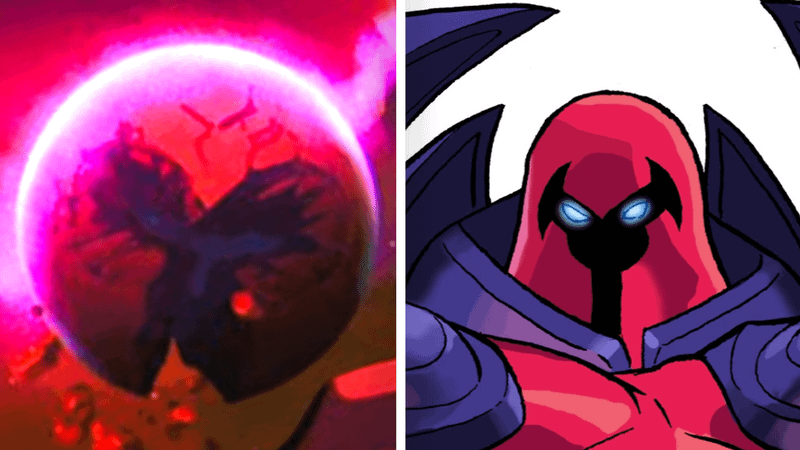 Planet shaped like Magneto/Onslaught helmet in 'X-Men '97' Season 2., Onslaught in Marvel Comics.