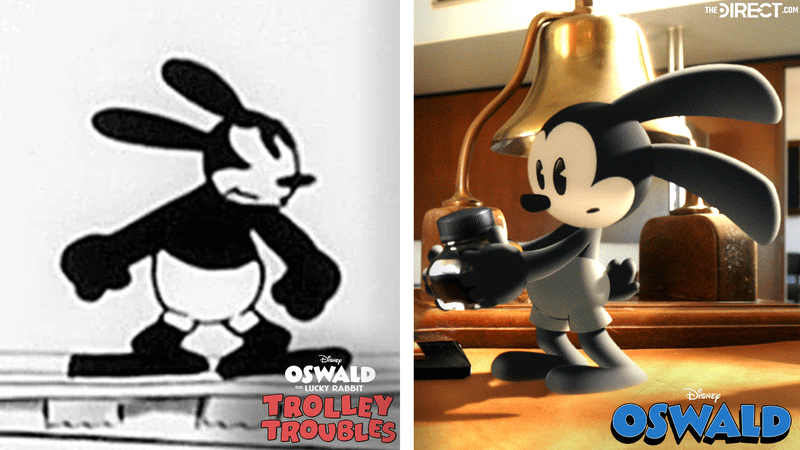 Oswald in Trolley Troubles compared to his new show.