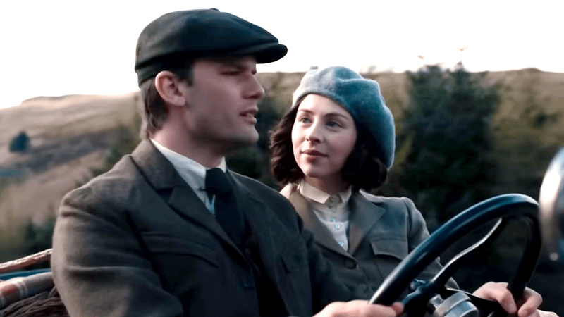 Jeremy Irvine as Henry Beauchamp & Hermione Corfield as Julia Moriston in Outlander: Blood of My Blood