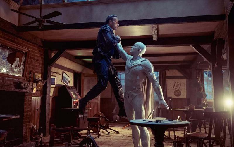 Todd Stashwick as Paladin, Paul Bettany as White Vision in 'VisionQuest.'