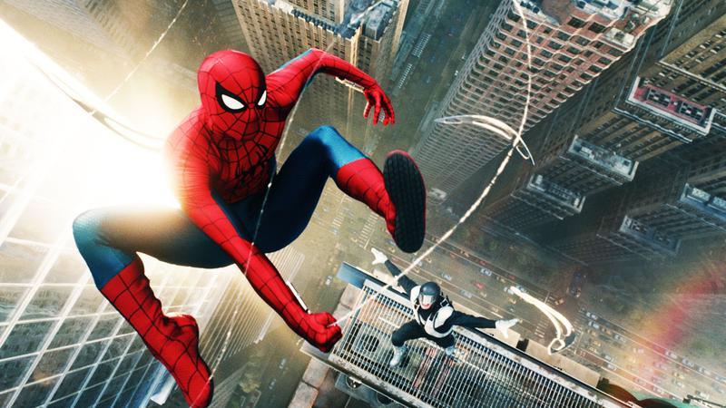 Spider-Man swinging above Boomerang in 'Spider-Man: Brand New Day' trailer.