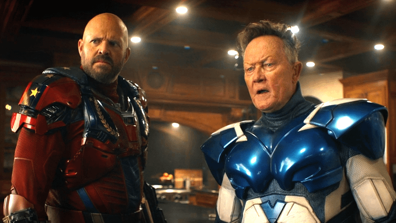 David Denman as Captain Triumph and Robert Patrick as the White Dragon in Peacemaker Season 2
